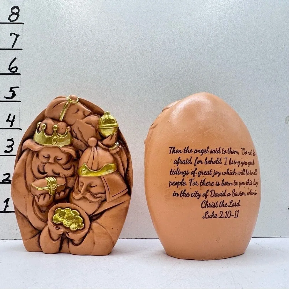 Handcrafted‎ Nativity Scene Figurines resin with bible verses on back